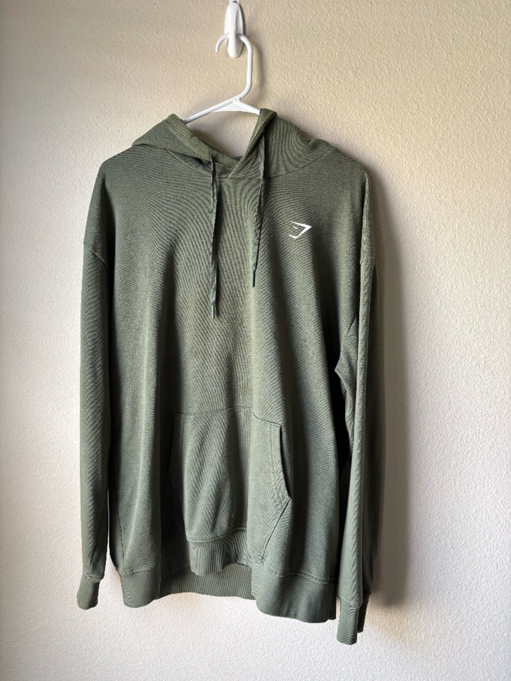 Gymshark Olive Green Fleece Pullover Hoodie w/ Pockets Logo Size M